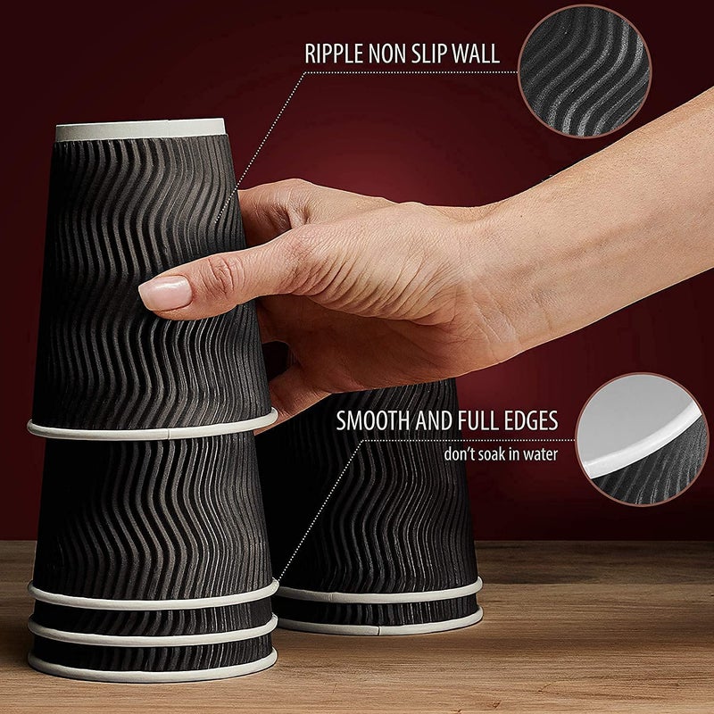 SEZ Premium Ripple Paper Cups for Wedding Event and Office UseBlack240 Ml Pack of 75 - Image 2