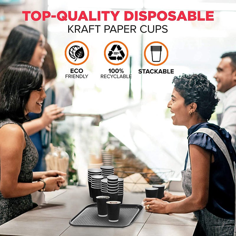 SEZ Premium Ripple Paper Cups for Wedding Event and Office UseBlack240 Ml Pack of 75 - Image 3