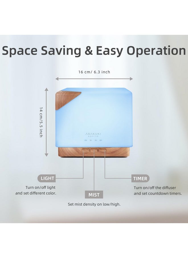 ASAKUKI - 700Ml Premium Essential Oil Diffuser 5 In 1 Ultrasonic Aromatherapy Fragrant Oil Vaporizer Humidifier Timer And Autooff Safety Switch 7 Led - Image 1