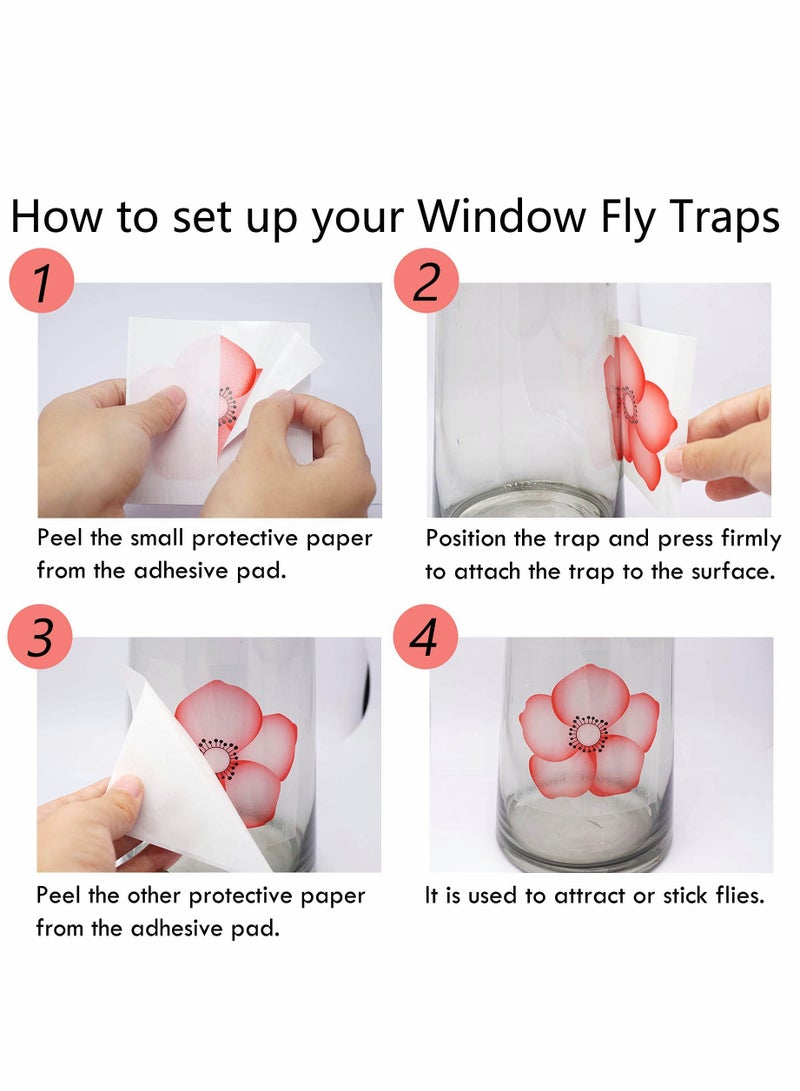 KASTWAVE Window Fly Traps, 30 PCS Flies & Bug Fly Trap, Floral Pattern Design Sticky Fly Catcher for Indoor Houseflies Fly Gnat, Nontoxic and Pesticide-Free - Image 3