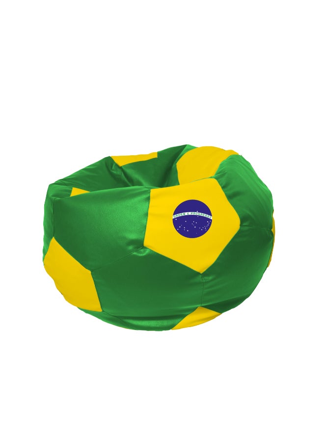 Fatbag Brazil Football Style Bean Bag | Brazil Flag Print | Faux Leather | Filled Bean Bag for Kids & Adults - Image 2