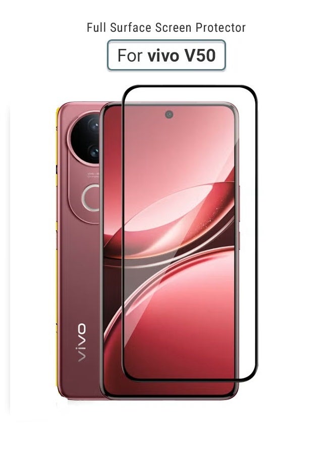 يويو تيك واقي شاشة زجاجي مقوى لهاتف Vivo V50 5G، حواف منحنية ثلاثية الأبعاد، صلابة 9H، وضوح عالي، مقاوم للخدوش، خالٍ من الفقاعات، مقاوم لبصمات الأصابع، سهل التركيب - Image 1