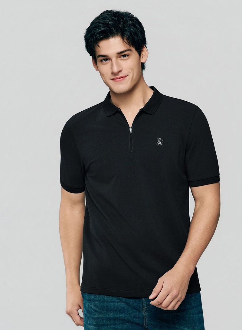 GIORDANO بولو بسحاب صغير لأسد للرجال بتصميم نحيف - Image 1