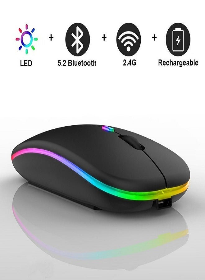 Wireless Charging Bluetooth 5.0 Dual-Mode Mouse, 2.4G Bluetooth Silent Mouse with LED Lighting - Image 1