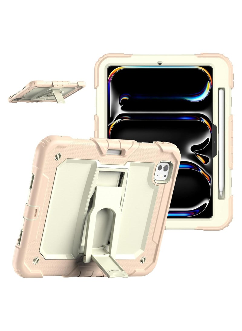 Silicone Protective Case Compatible with iPad Pro 11-inch 2025 M5 (Model A3357/A3358), Triple-Function Heavy-Duty Rugged Shockproof and Drop-Resistant Tablet Case with Hidden Stand
