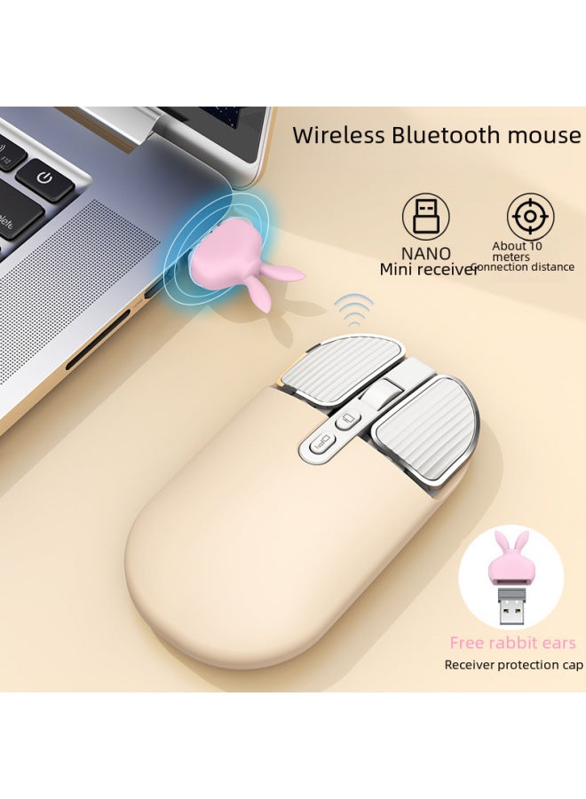 M203 Wireless Mouse Bluetooth Dual-mode Mute Girl Cute Pink Laptop Office Home Charging Mouse-Specifications:M203 Milk Tea Wireless + Bluetooth - Image 5