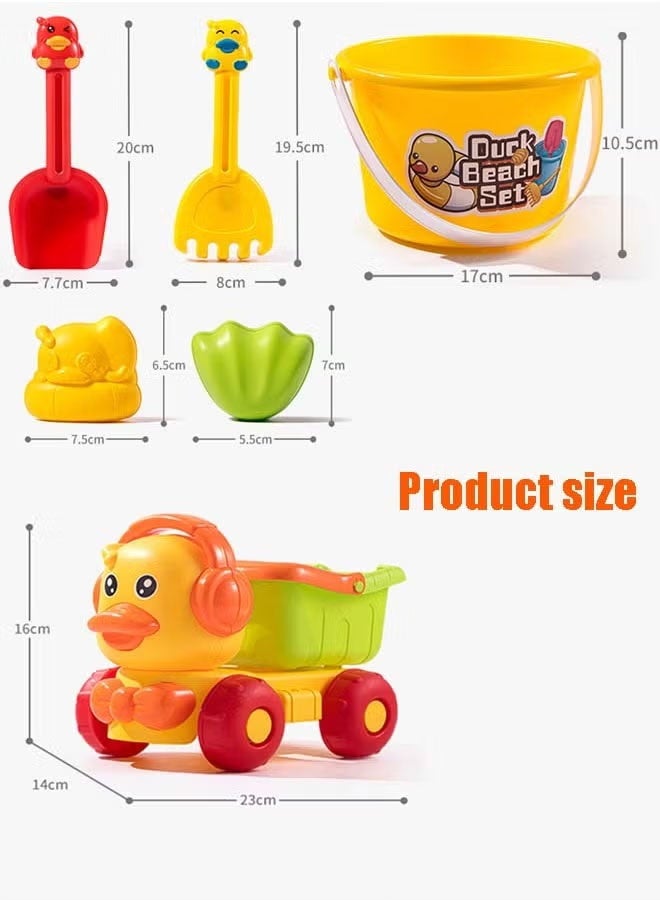 6PCS Kids Beach Toys Set Beach Toy Beach Car With Beach Car bucket shovel rake And 2 Mini Molds For Kids Beach Toys Set For Toddlers Kids Age 3-10 - Image 2