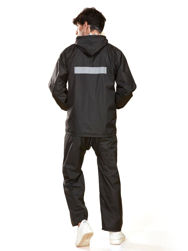 KOLAR Polyester Reversible Waterproof Standard Length Rain Coat Crafted With Durable Material Men's Hooded Rain Suit With Hood, Black - Xl - Image 4