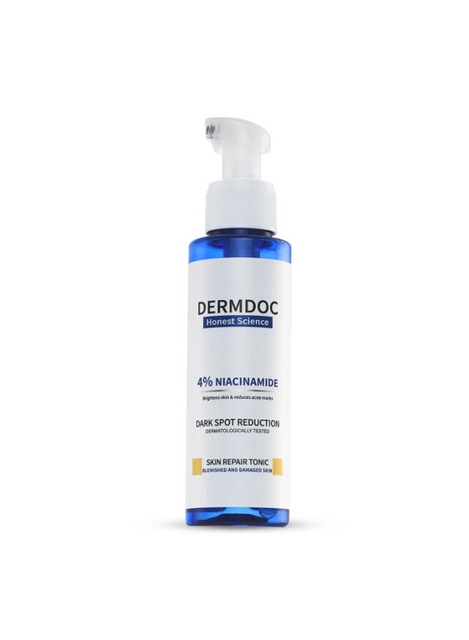 DermDoc 4% Niacinamide Dark Spot Reduction Skin Repair Tonic, 100ml, For Acne-Prone Skin - Image 1
