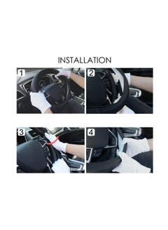 KASTWAVE Leather Car Steering Wheel Cover, Breathable Microfiber Leather, Universal 15 Inch Anti-Slip Odorless Car Wheel Protector (Standard Size[14 1/2''-15''], Black & Red)  - Image 5