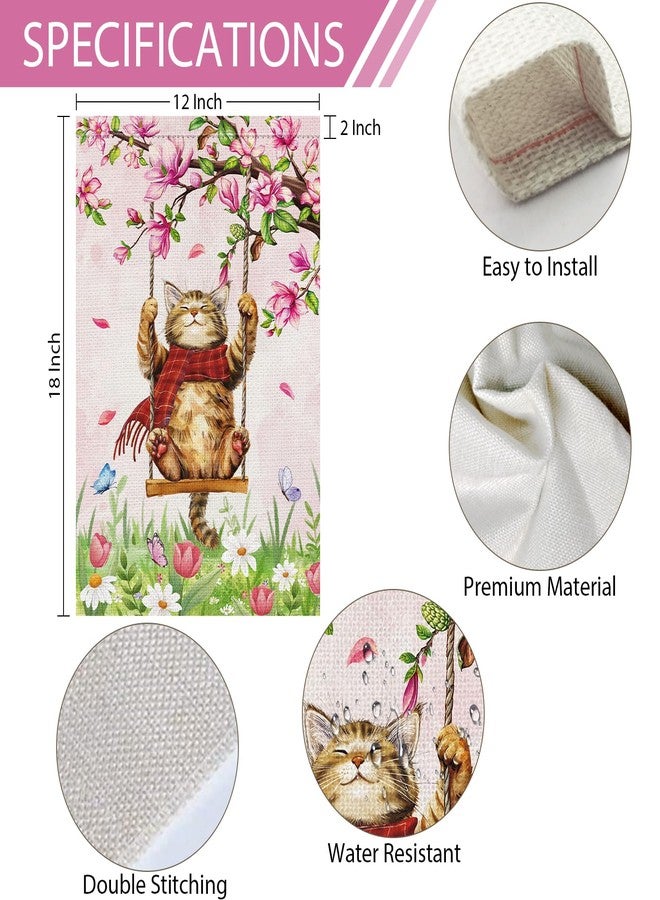 Heyfibro Spring Cute Cat Welcome Garden Flag Spring Summer Magnolia Flower Garden Flags 12x18 Inch Double Sided Burlap Butterfly Floral Yard Flag for Seasonal Holiday Farmhouse Outdoor Decor(ONLY - Image 4
