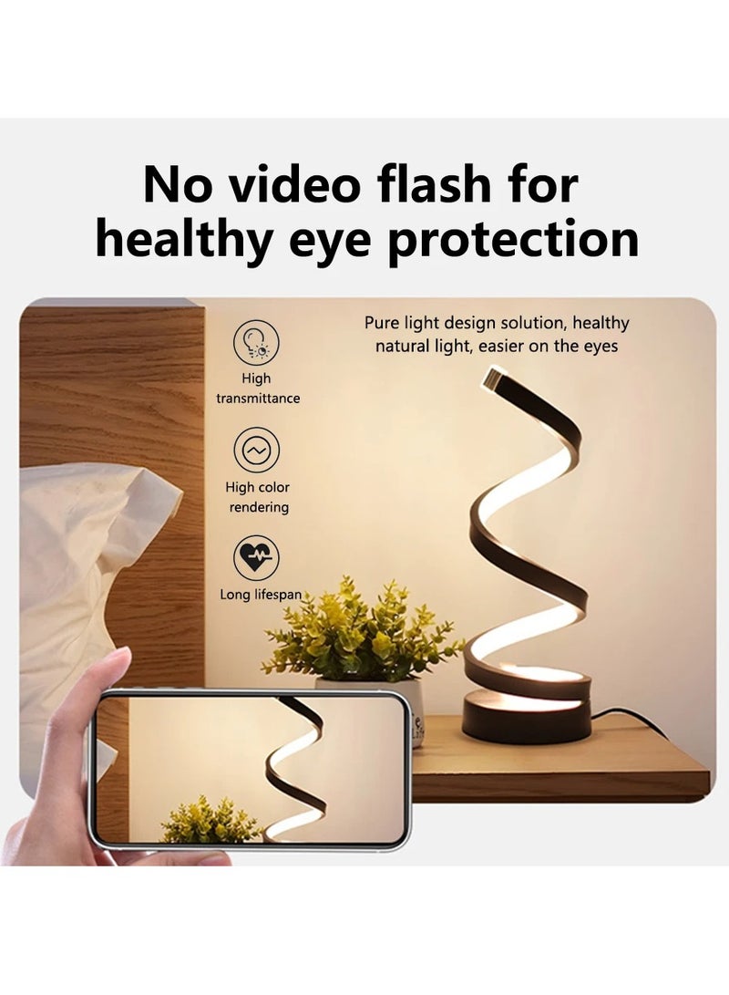 Modern Table Lamp, Dimmable Spiral Table Lamps for Nightstand, 12W LED Desk Lamp 3 Color 10 Brightness Level Bedside Lamps Desk Light Office Lamp for Bedroom, Living Room (Black) - Image 3