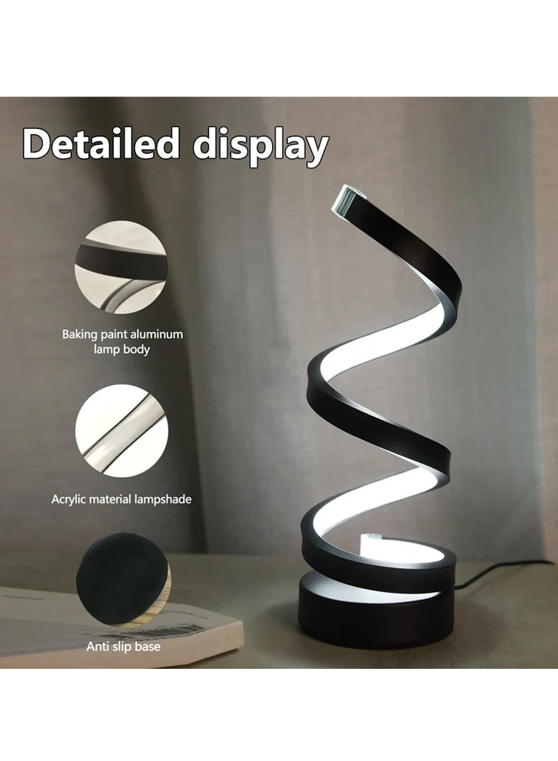 Modern Table Lamp, Dimmable Spiral Table Lamps for Nightstand, 12W LED Desk Lamp 3 Color 10 Brightness Level Bedside Lamps Desk Light Office Lamp for Bedroom, Living Room (Black) - Image 5