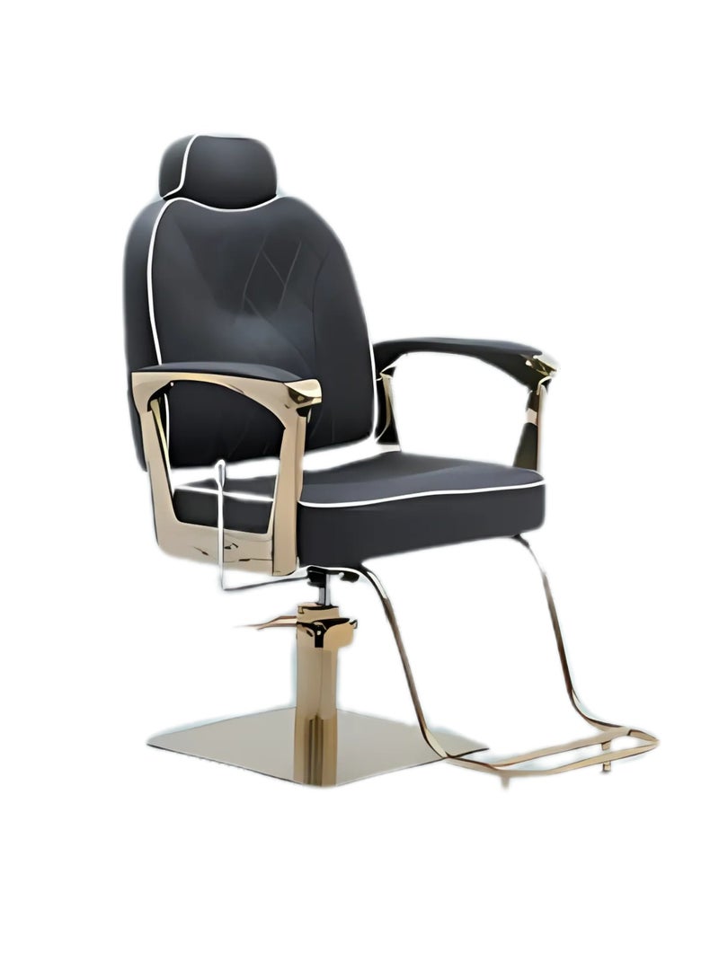 VINTAGE Salon Chair, Hairstyling Chair with Hydraulic Pump, Adjustable Height,360° Swivel Chair for Barber Beauty Spa, Makeup & Tattoo Chair. (Gold Black 4005) - Image 1