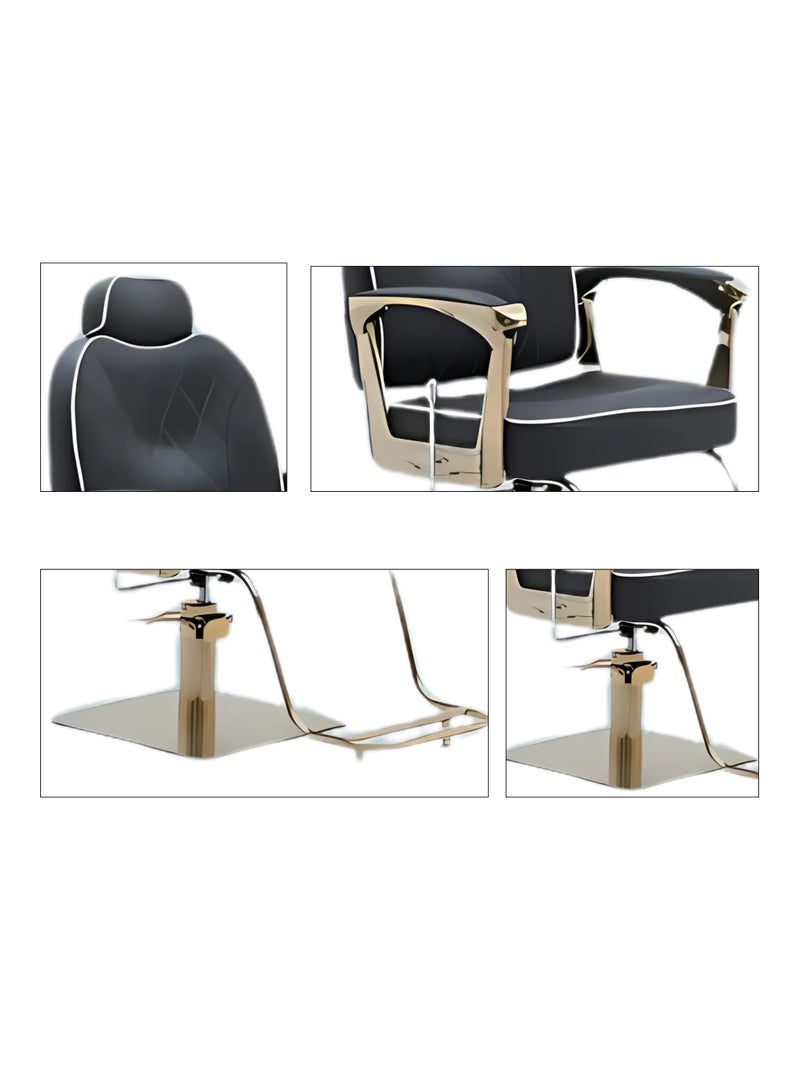 VINTAGE Salon Chair, Hairstyling Chair with Hydraulic Pump, Adjustable Height,360° Swivel Chair for Barber Beauty Spa, Makeup & Tattoo Chair. (Gold Black 4005) - Image 3