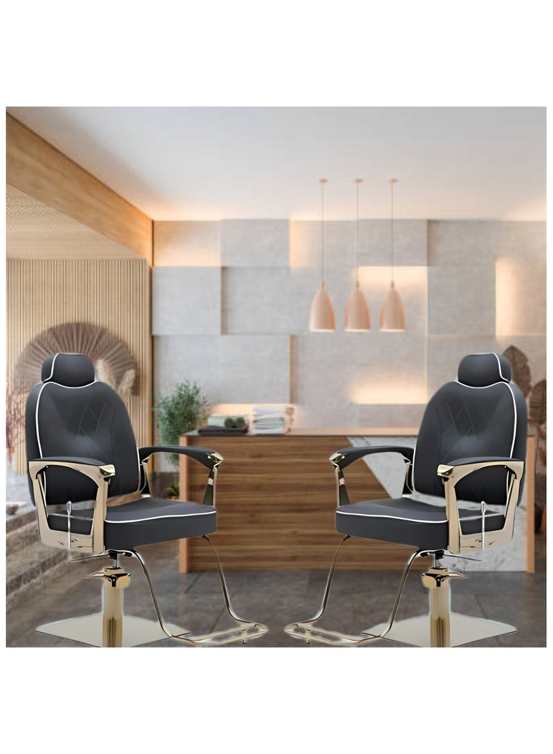 VINTAGE Salon Chair, Hairstyling Chair with Hydraulic Pump, Adjustable Height,360° Swivel Chair for Barber Beauty Spa, Makeup & Tattoo Chair. (Gold Black 4005) - Image 4