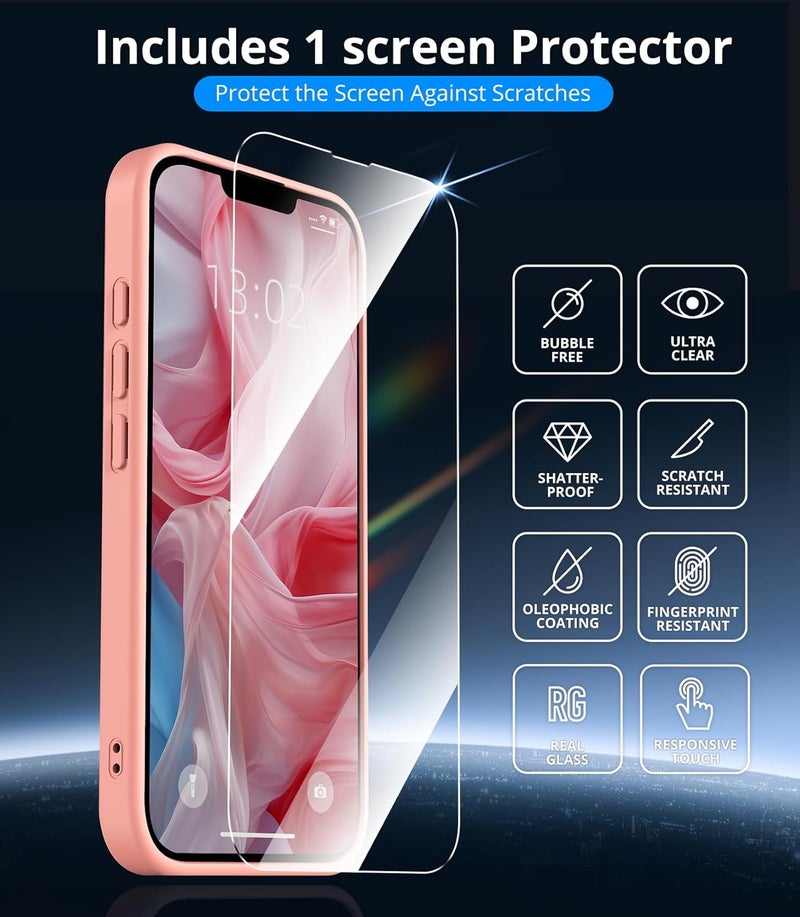 Vansdon Magnetic for iPhone 16e / iPhone 17e Case with 1 Protective Glass, Compatible with Magsafe, Military Standard Drop Protection, Translucent Matte Back, Shockproof Mobile Phone Case, Pink - Image 2