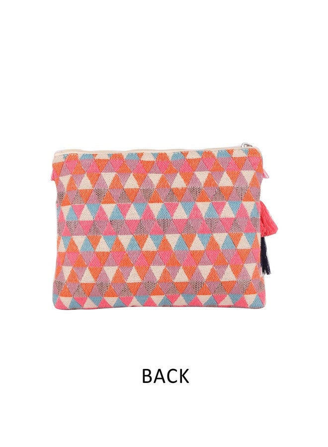 ASTRID Multicolor Cotton Makeup/Travel Pouch with Tassels for Women and Girls - Image 5