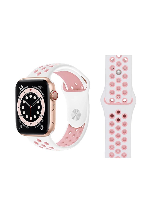 Perfii Replacement Band For Apple Watch Series 6/SE/5/4/3/2/1 White Light Pink
