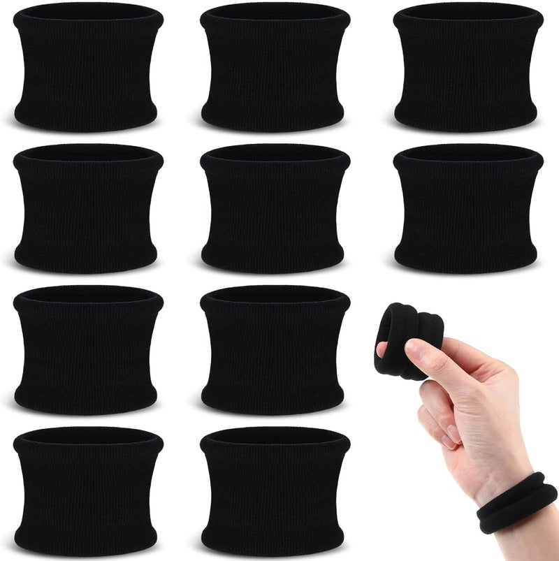 10 Pcs Hair Bands for Women Girls Large Elastic Strong Seamless Black Cotton Holder Ties Stretch Ponytail Hair Ties Bobbles for Thick Heavy Curly 65 Inches
