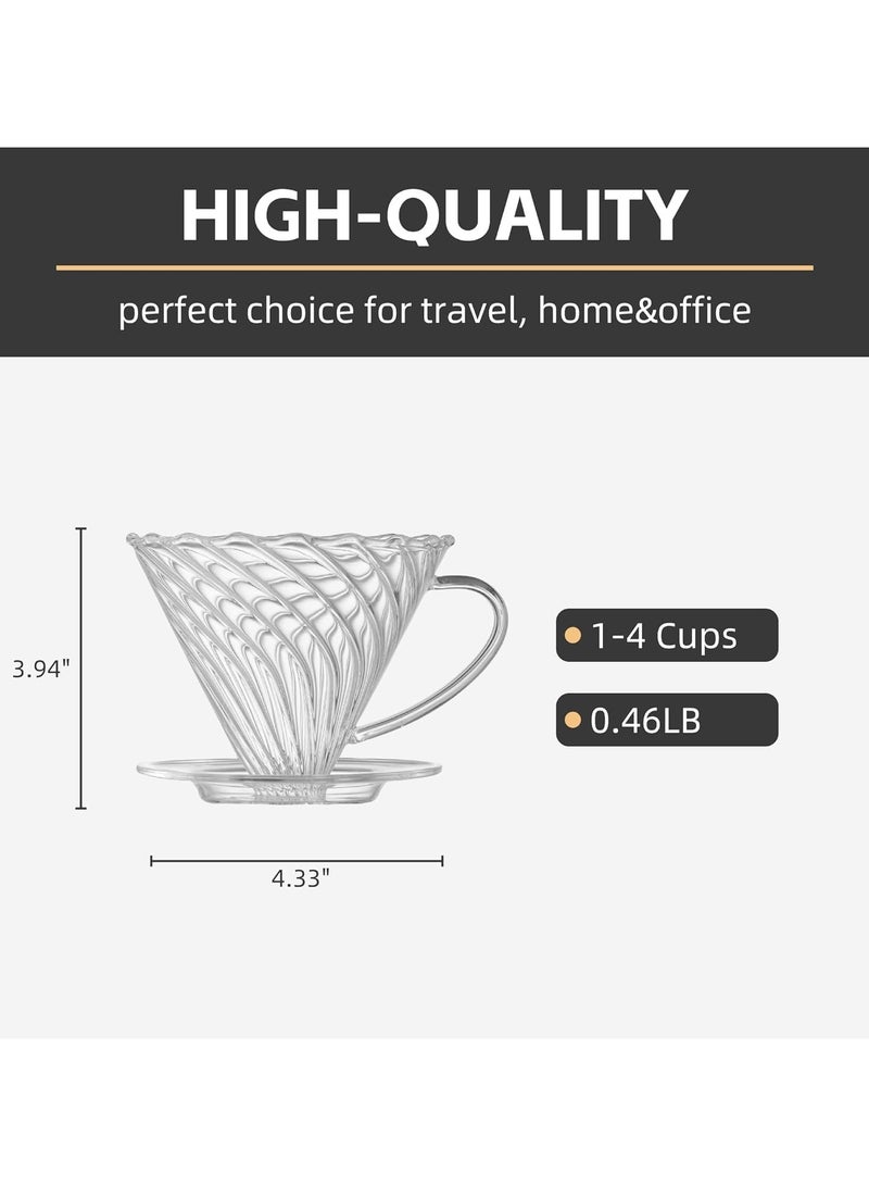 ADAK Reusable Pour Over Coffee Dripper– V60 Design, 2-4 Cup Capacity, Single Coffee Filter Cone Drip Holder, Transparent Permanent Coffee Filter for Camping, Office, and Home Brewing (Without Paper Filter) - Image 2