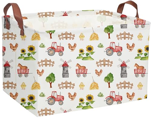 DDBASKET Cute Basket Farm Baskets for Home Decor Basket Rectangular Storage Bin Organizer Box Room DecorFarm - Image 1