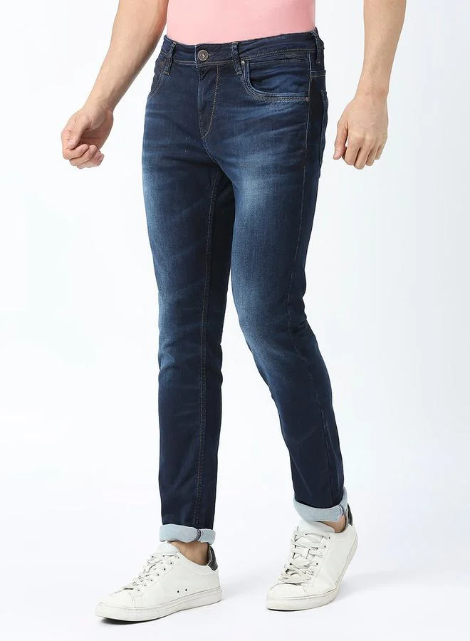 LAWMAN Pg3 Mid Rise Low Fade Jeans with Button Closure by Styli