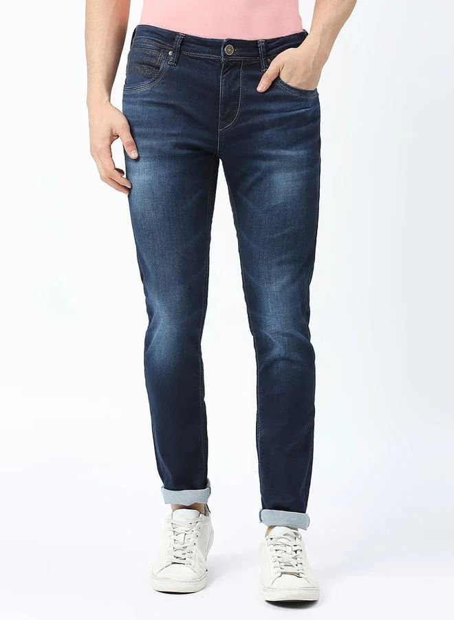 LAWMAN Pg3 Mid Rise Low Fade Jeans with Button Closure by Styli