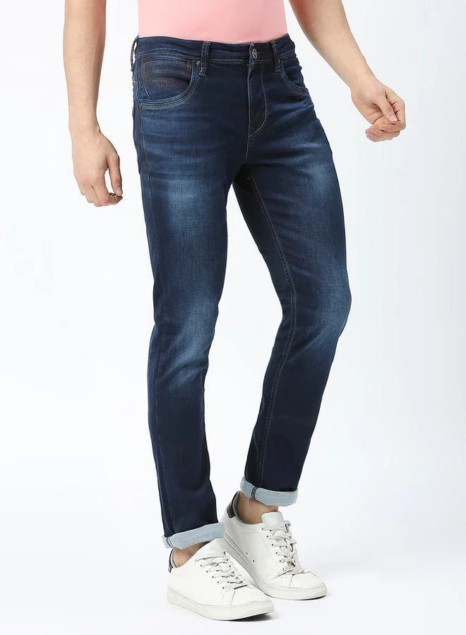 LAWMAN Pg3 Mid Rise Low Fade Jeans with Button Closure by Styli