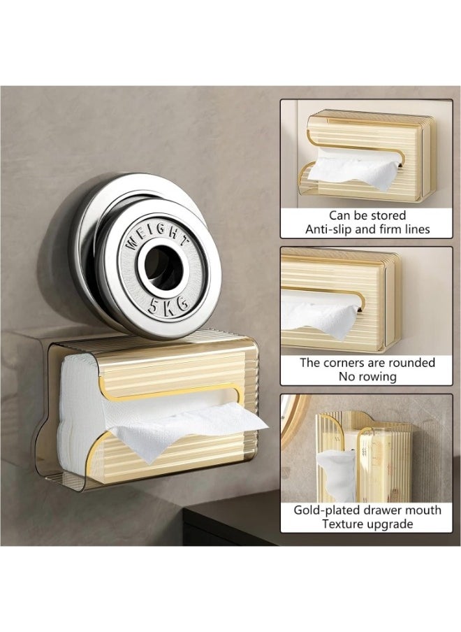 ShebSheb Wall Mounted Tissue Box No Punching Required For bathroom Kitchen Bedroom（Champagne Gold）  - Image 4