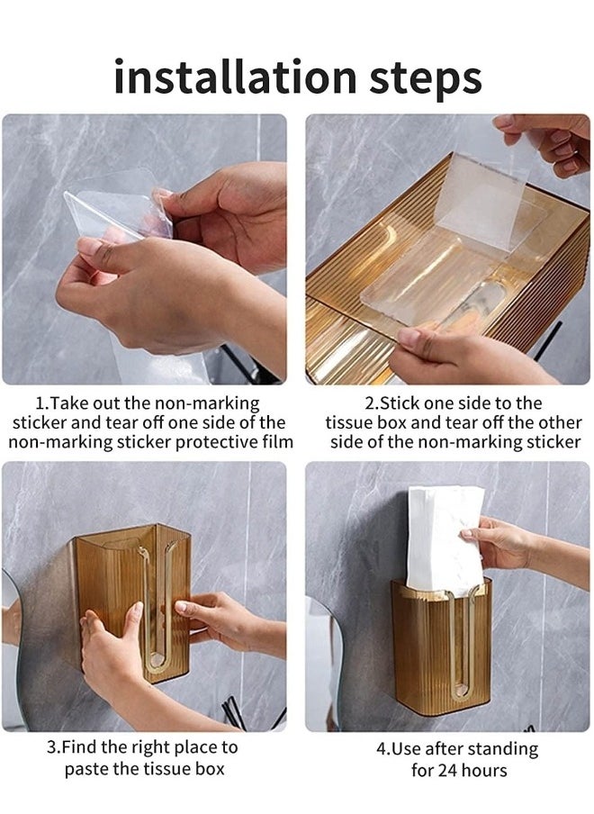 ShebSheb Wall Mounted Tissue Box No Punching Required For bathroom Kitchen Bedroom（Champagne Gold）  - Image 2
