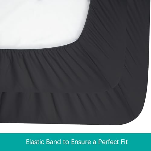 Biloban Crib Sheets Fitted, 2 Pack Crib Sheet Fits for Standard Crib Mattress, Neutral Toddler Bed Sheets for Baby Boys and Girl, Black, 52”X 28” - Image 4