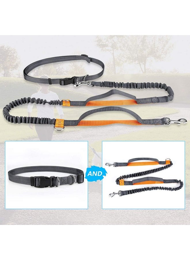 CestMall Winkeyes Hands Free Retractable Dog Leash 5ft-8ft with Dual Bungees for Puppy, Small & Medium Dogs 110Ibs, Adjustable Waist Belt 27"-47", Reflective Stitching Leash for Running Walking Hiking (Orange)  - Image 3