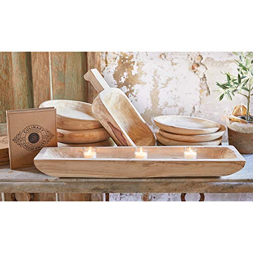 Santa Barbara Design Studio Wood Serving Bowl, Hand Carved Paulownia Wood Fruit Bowl / Wood Decor, 11.5" Large, Natural - Image 4
