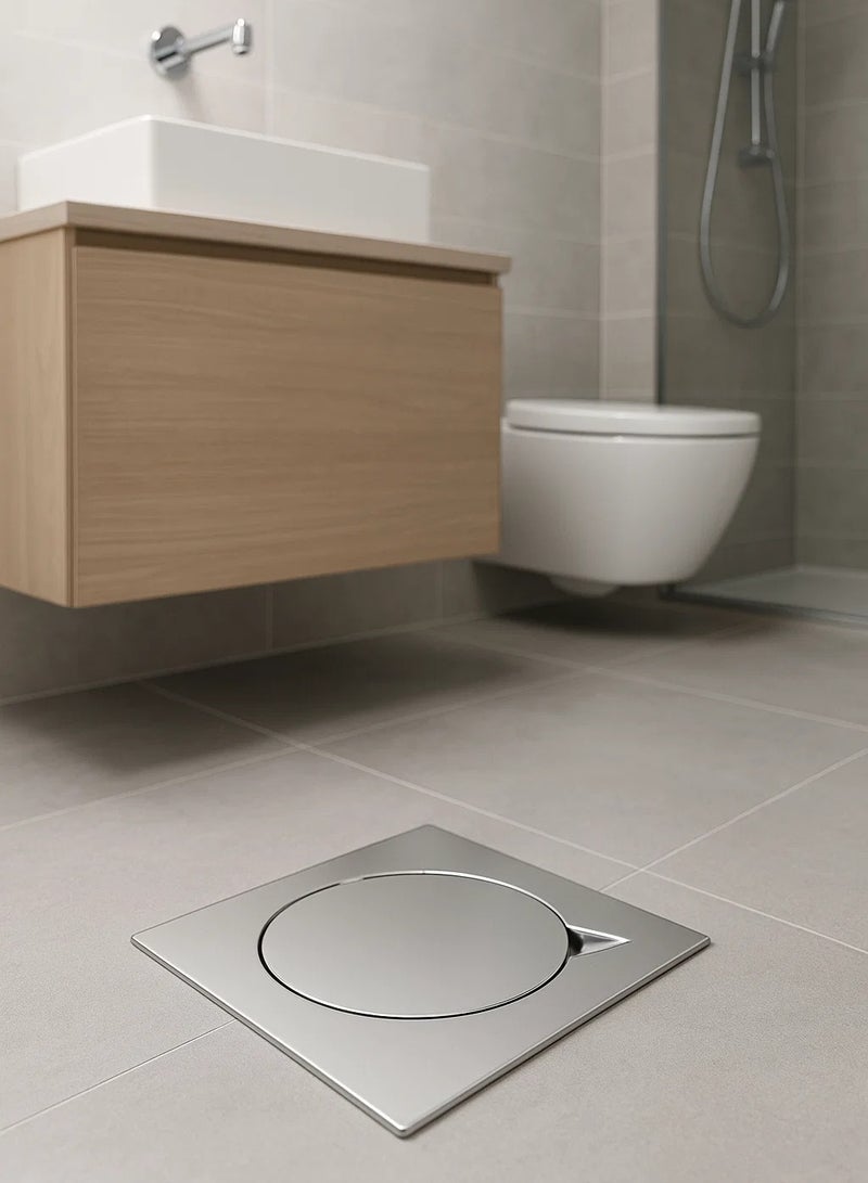 LOFT FLOOR DRAIN WITH VERTICAL OUTLET 95X95 CHROME-AQD-55003-CP - Image 1