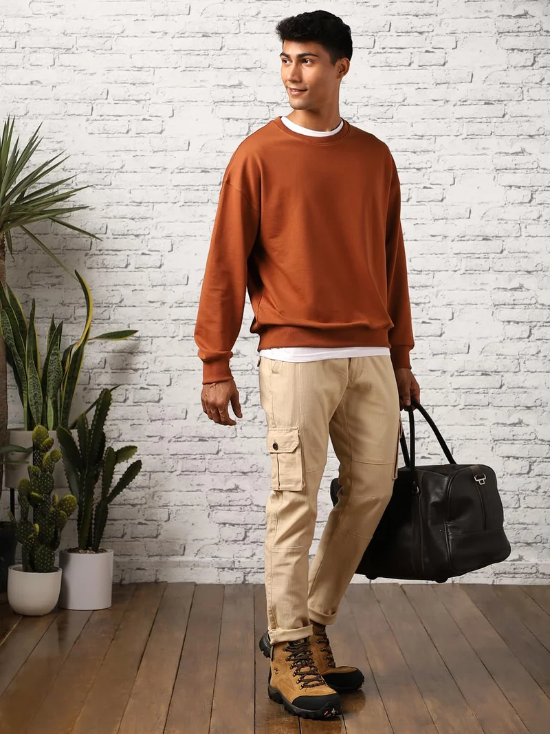 نوبيرو Oversized Mocha Bisque Sweatshirt for Men