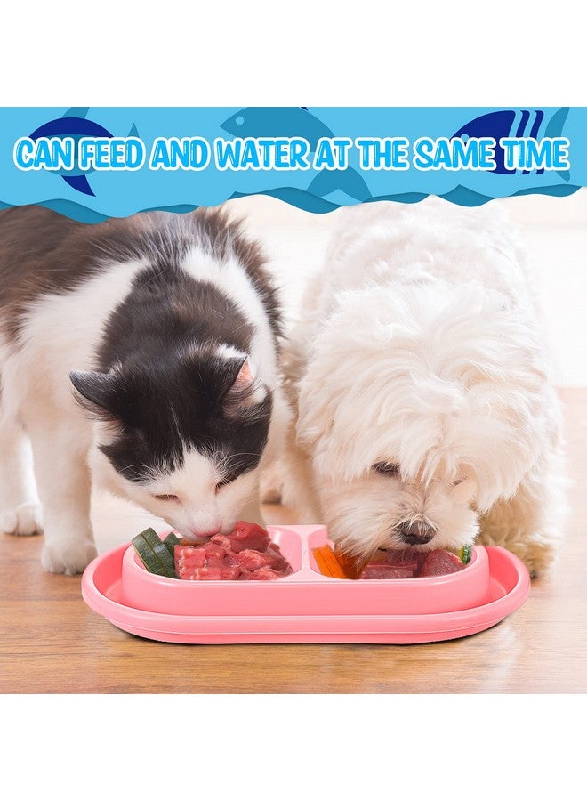Perthlin 2 Pieces Cat Food Bowls Basic Dog Bowls Plastic Double Pet Food Water Bowls Feeding Bowl Tray Cat Eating And Drinking Bowl No Spill For Cats Dogs Pets, Pink And Light Blue (Small) - Image 4