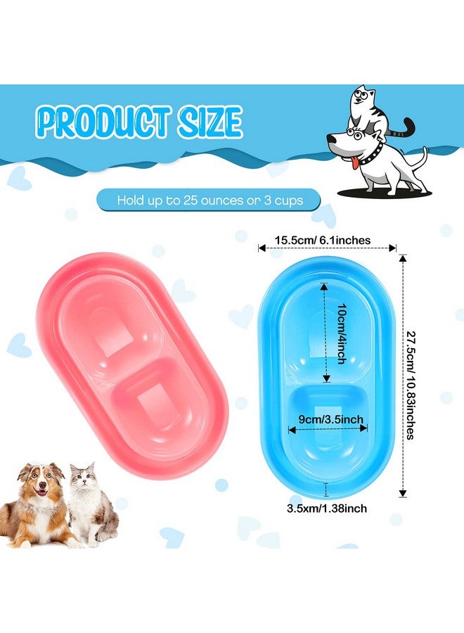 Perthlin 2 Pieces Cat Food Bowls Basic Dog Bowls Plastic Double Pet Food Water Bowls Feeding Bowl Tray Cat Eating And Drinking Bowl No Spill For Cats Dogs Pets, Pink And Light Blue (Small) - Image 3
