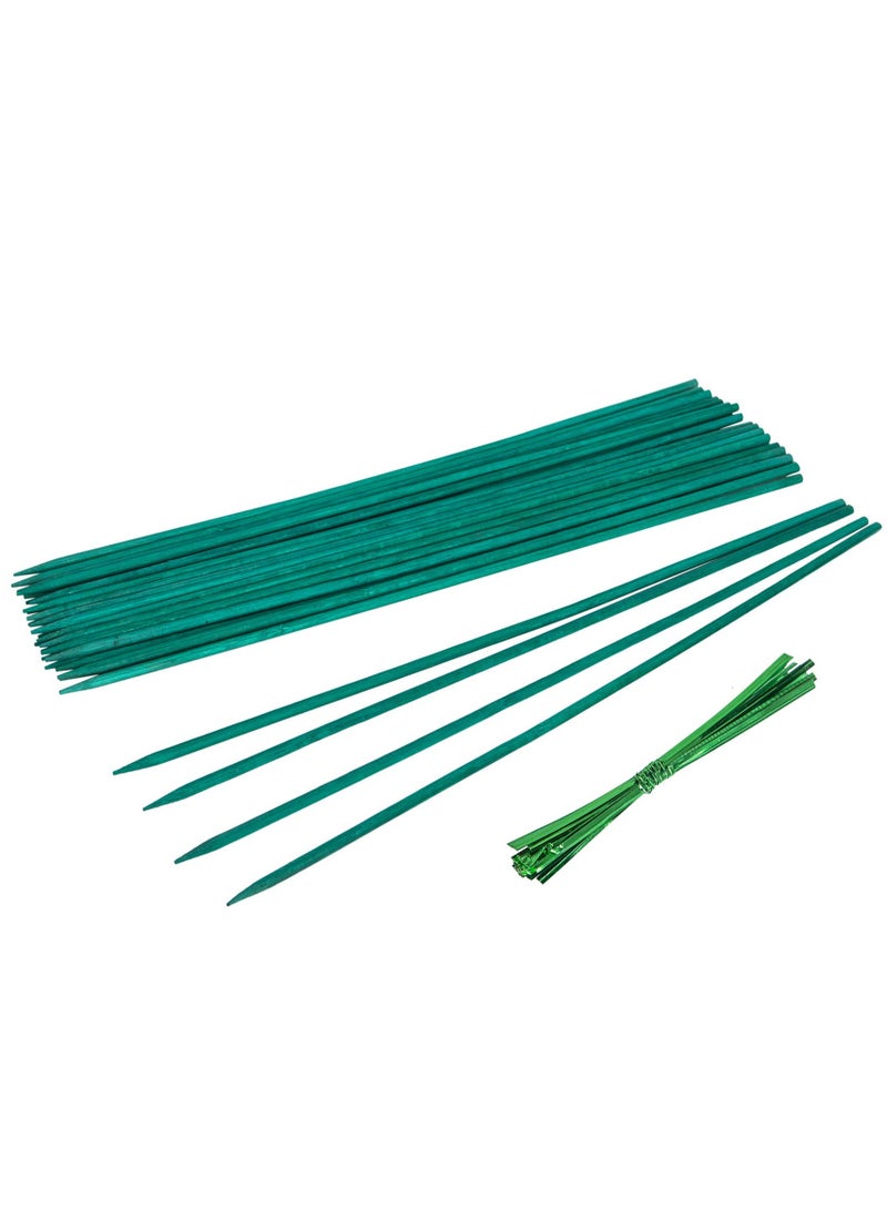 SYOSI Garden Stakes Green Bamboo Sticks Decorative, Wooden Plant Support Sticks, Green Wood Plant Stakes, Floral Plant Support Stakes, Wooden Sign Posting Garden Sticks and DIY Activities - Image 1