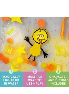 Bamboo Bark Glo Pals x Sesame Street Water-Activated Light-Up Cubes for Sensory Play (Big Bird - Yellow & Orange)  - Image 2