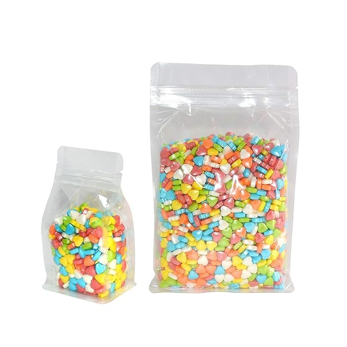 DEERA Clear Transparent Gusset/Flat Bottom Ziplock Stand Up Pouch 100x200mm Pack of 50 - Image 3
