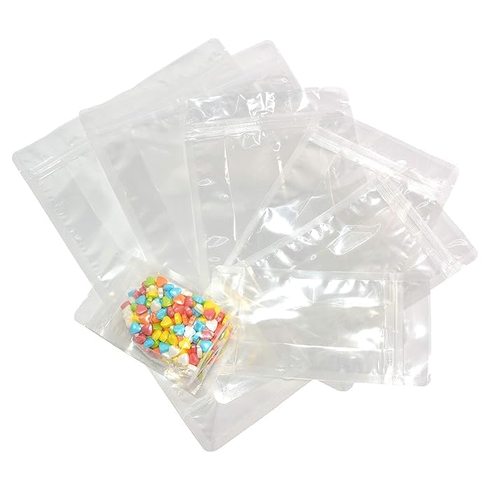 DEERA Clear Transparent Gusset/Flat Bottom Ziplock Stand Up Pouch 100x200mm Pack of 50 - Image 5