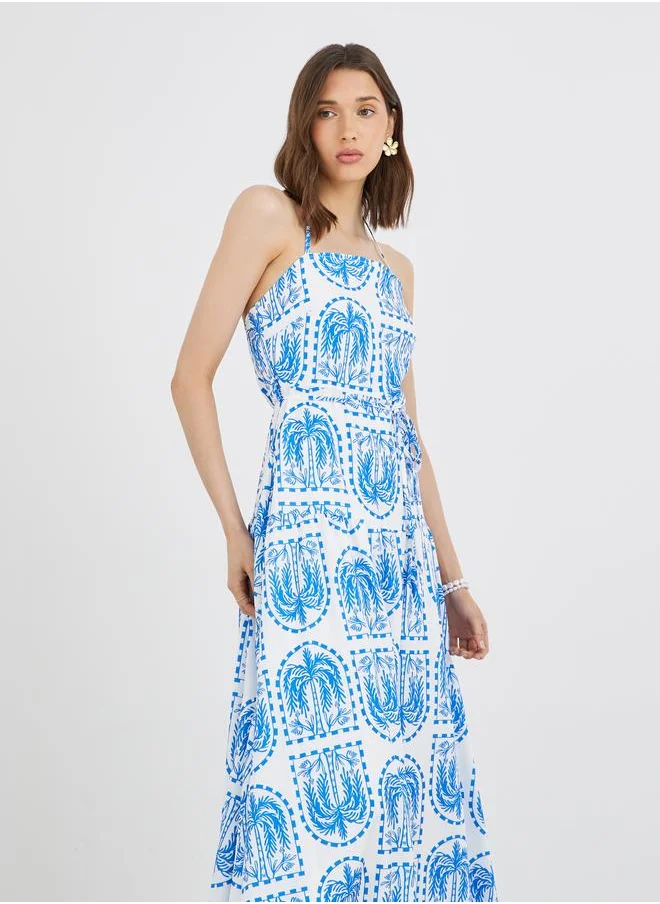 Take Two Take Two Printed Halter Neck Sleeveless Maxi Dress