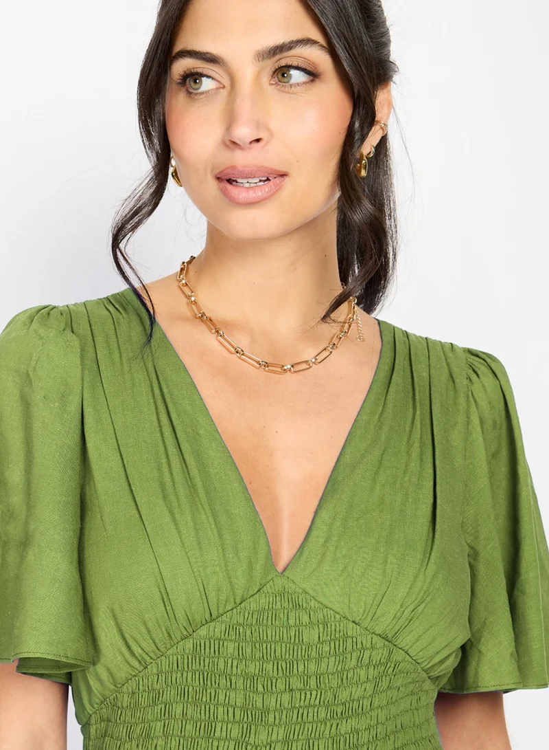 Little Mistress Olive Frill Mini Dress by Chloe Lewis