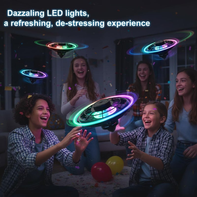 KASTWAVE Hand-Operated Flying Boomerang Drone Toy with RGB LED Lights, USB Rechargeable, 360° Rotation for Kids & Adults - Image 2