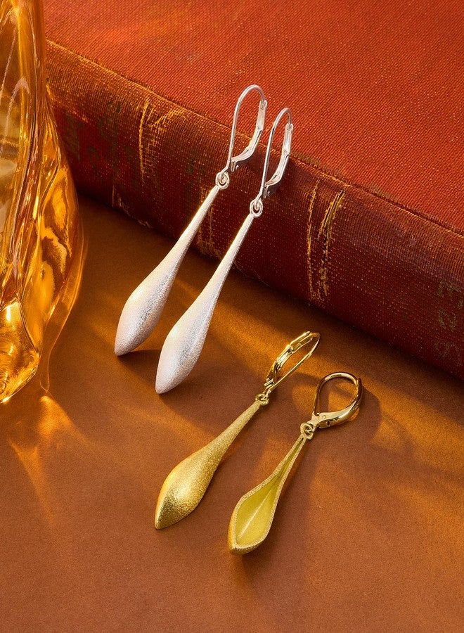 أليكس كرافت أقراط ذهبية عيار 14 قيراطًا بتصميم دمعة متدلية للنساء، من ALEXCRAFT، أقراط ذهبية مصقولة غير لامعة متدلية، أقراط طويلة بتصميم دمعة متدلية. - Image 2