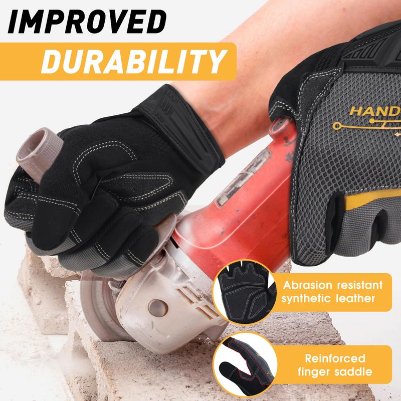 HANDLANDY HANDLANDY Mens Work Gloves with Touch Scree Finger Tips, Breathable & Flexible Mechanic Working Gloves,Craftsman,Outdoor, Yard Glove  - Image 2