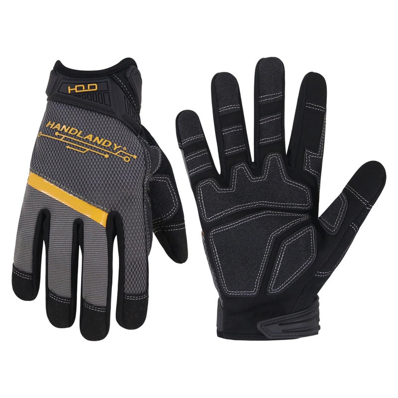 HANDLANDY HANDLANDY Mens Work Gloves with Touch Scree Finger Tips, Breathable & Flexible Mechanic Working Gloves,Craftsman,Outdoor, Yard Glove  - Image 1