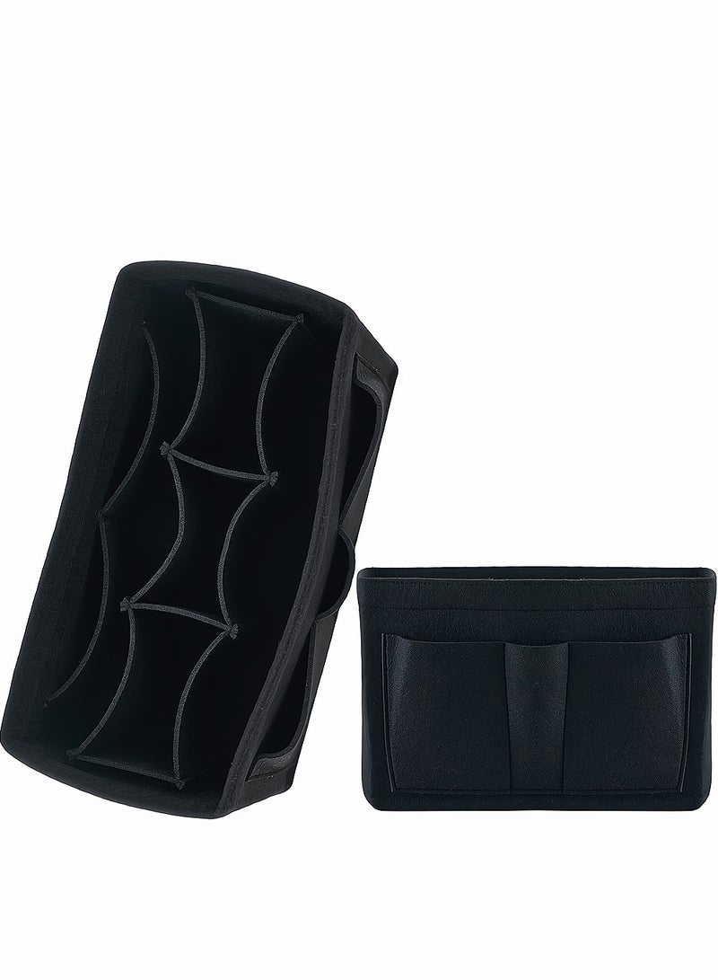 Black Purse Organizer Felt Bag Organizer Insert M Size Multi-Pocket Bag in Bag for Womens Handbag Travel - Image 1