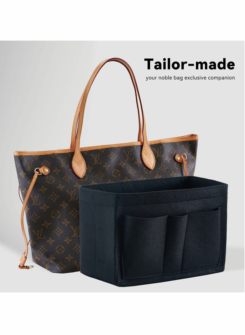 Black Purse Organizer Felt Bag Organizer Insert M Size Multi-Pocket Bag in Bag for Womens Handbag Travel - Image 5
